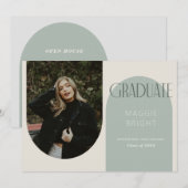 Moderne boog boho afstudeer aankondiging open huis (Voorkant / Achterkant)