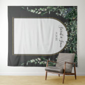 Moderne boog botanische trouwfoto-achtergrond wandkleed (In Situ (horizontaal))