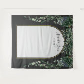 Moderne boog botanische trouwfoto-achtergrond wandkleed (Voorkant (horizontaal))