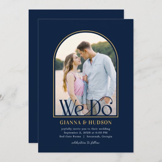 Moderne boog Eenvoudige bruiloft foto uitnodiging (Voorkant / Achterkant)