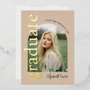 Moderne boog foto afstuderen folie uitnodiging