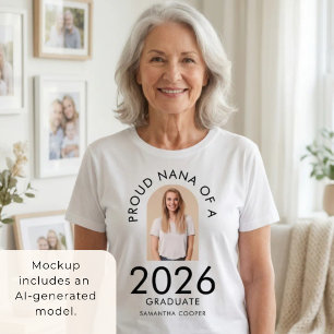 Moderne Boog Foto Trotse Nana van 2026 Afgestudeer T-shirt