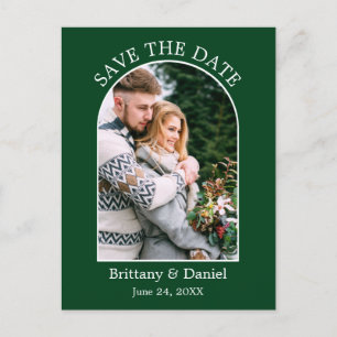 Moderne Boog Frame Foto Groen Save The Date Briefkaart