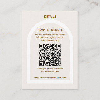 Moderne Boog & Gouden Glitter QR Code RSVP Details Informatiekaartje