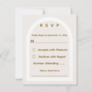 Moderne boog & gouden glitters bruiloft RSVP Kaartje