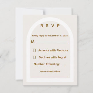 Moderne boog & gouden glitters bruiloft RSVP Kaartje