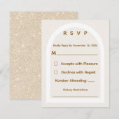 Moderne boog & gouden glitters bruiloft RSVP Kaartje (Voorkant / Achterkant)