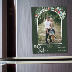 Moderne Boog Groenery Kerstmagneet Fotokaart