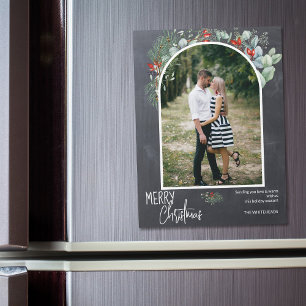 Moderne Boog Krijtbord Kerst Foto Magneet