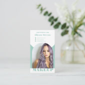 Moderne boog make-up blauw foto qr code logo visitekaartje (Staand voorkant)