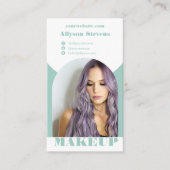 Moderne boog make-up blauw foto qr code logo visitekaartje (Voorkant)
