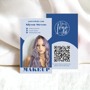 Moderne boog make-up blauw foto qr code logo visitekaartje