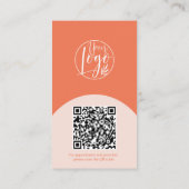 Moderne boog make-up koraal foto qr code logo visitekaartje (Achterkant)