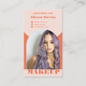Moderne boog make-up koraal foto qr code logo visitekaartje (Voorkant)