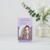 Moderne boog make-up paarse foto qr-code logo visitekaartje (Staand voorkant)