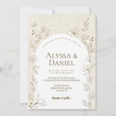 Moderne boog neutrale bloemblaadjes bruiloft kaart (Voorkant)