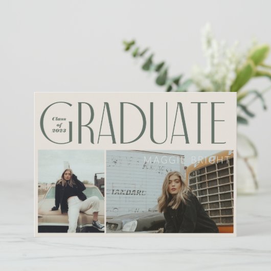 Moderne boogboho afstuderen aankondiging open huis (Staand voorkant)