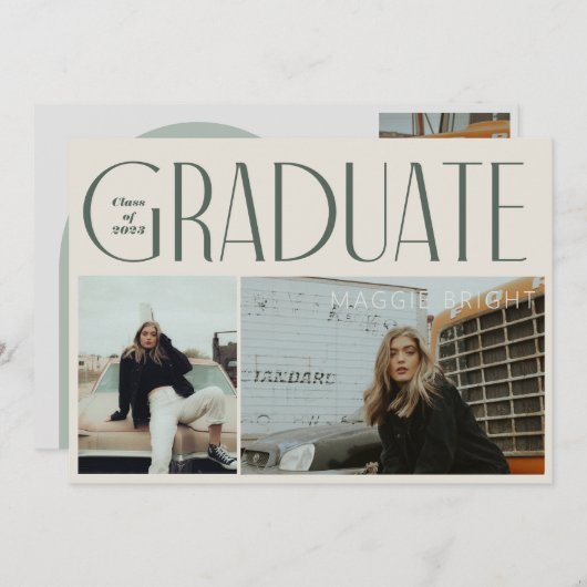 Moderne boogboho afstuderen aankondiging open huis (Voorkant / Achterkant)