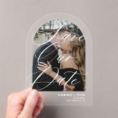 Moderne boogfoto elegante bruiloft opslaan van de acryl uitnodigingen (Insitu (Draagbaar))