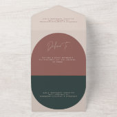 Moderne boogroestgroene script bruiloft all in one uitnodiging (Buitenkant)