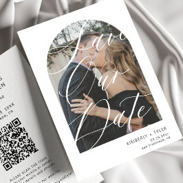 Moderne boogscriptfoto QR CODE bruiloft Save The Date
