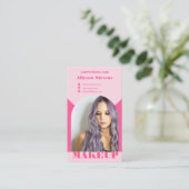 Moderne boogvormer roze foto qr code logo visitekaartje (Staand voorkant)