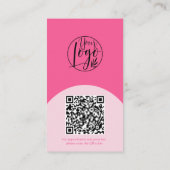 Moderne boogvormer roze foto qr code logo visitekaartje (Achterkant)