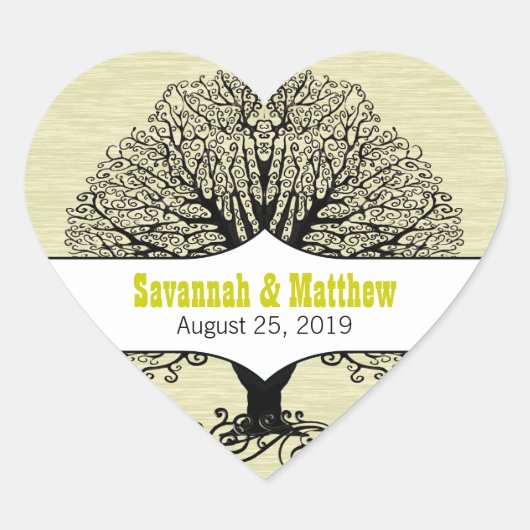 Moderne boom heldere kleuren Limoen Heart Wedding  Hart Sticker (Voorkant)