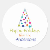 Moderne Boom met Naam Ronde Sticker (Voorkant)