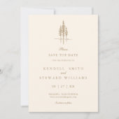 Moderne Boombos Rustieke bruiloft Save the Date In (Voorkant)