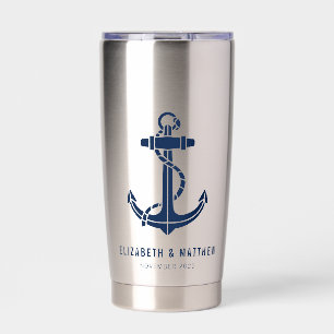Moderne Boot Marine Blauw Anker Strand Wedding Cus Geïsoleerde Drinkbeker