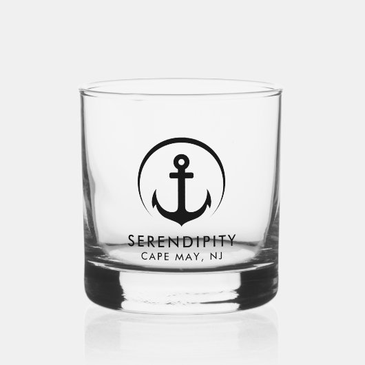Moderne Bootanker Logo Whisky Glas (Voorkant)