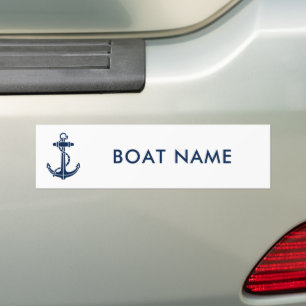 Moderne bootnaam Navy Blue Anker Aangepast Bumpersticker