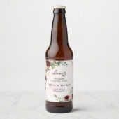 Moderne bordeauxrode gouden geometrische boho bier etiket (Voorkant)