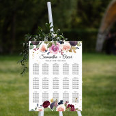 Moderne bordeauxroze waterverf bloemen & bes poster