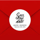 Moderne Borstel Lettered Custom Save the Date Wedd Ronde Sticker