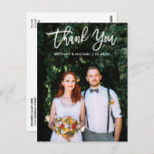 Moderne borstel script bruiloft bruid bruidegom fo briefkaart (Voorkant / Achterkant)