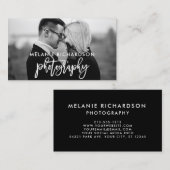Moderne borstel script fotografie BW foto Visitekaartje (Voorkant / Achterkant)