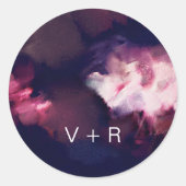 Moderne borstel streken Monogram bruiloft Ronde Sticker (Voorkant)