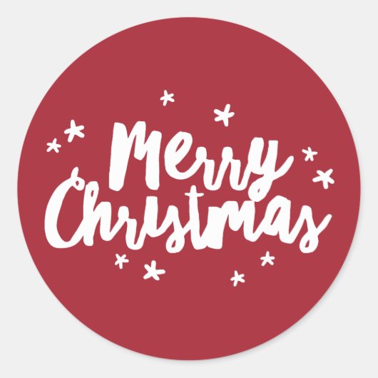 Moderne borstel Vrolijke Kerst Ronde Sticker (Voorkant)