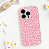 Moderne borstelroze witte patroon Case-Mate iPhone case