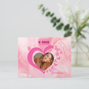 Moderne borstkanker Aangepaste hart foto naam Briefkaart