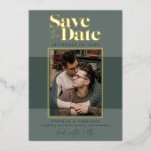 Moderne bosfoto's opslaan datum folie uitnodiging (Voorkant)