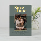 Moderne bosfoto's opslaan datum folie uitnodiging (Staand Voorkant)