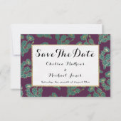 Moderne bosgroene goudcactus save the date (Voorkant)