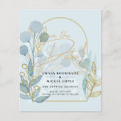 Moderne Botanica; Aqua SeaGlass Gold Wedding Invit Flyer (Voorkant)