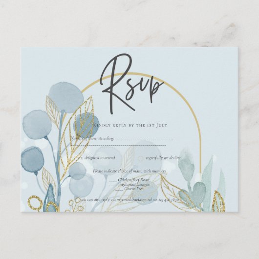 Moderne Botanica; Aqua SeaGlass Gouden Trouw Uitno Briefkaart (Voorkant)