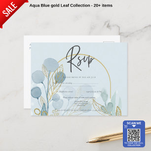 Moderne Botanica; Aqua SeaGlass Gouden Trouw Uitno Briefkaart