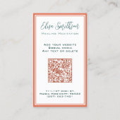 Moderne botanische aquarel Voeg uw QR-code teal to Visitekaartje (Achterkant)