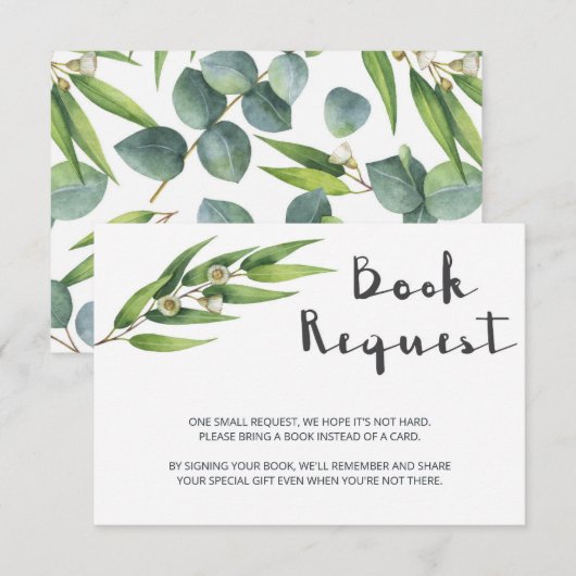 Moderne botanische Baby shower Book Request Card Informatiekaartje (Voorkant / Achterkant)